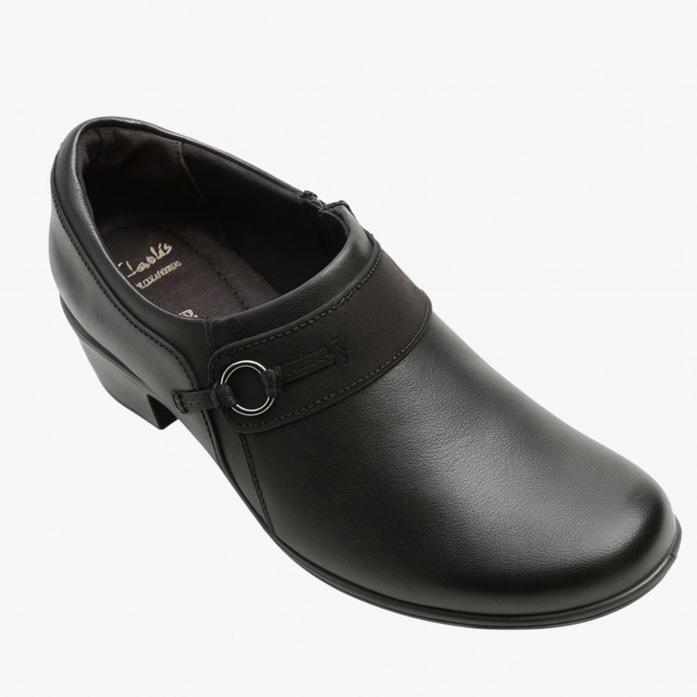 Clarks Collection Angie Side-Zip Loafers Women’s Size 6W Black Leather NEW